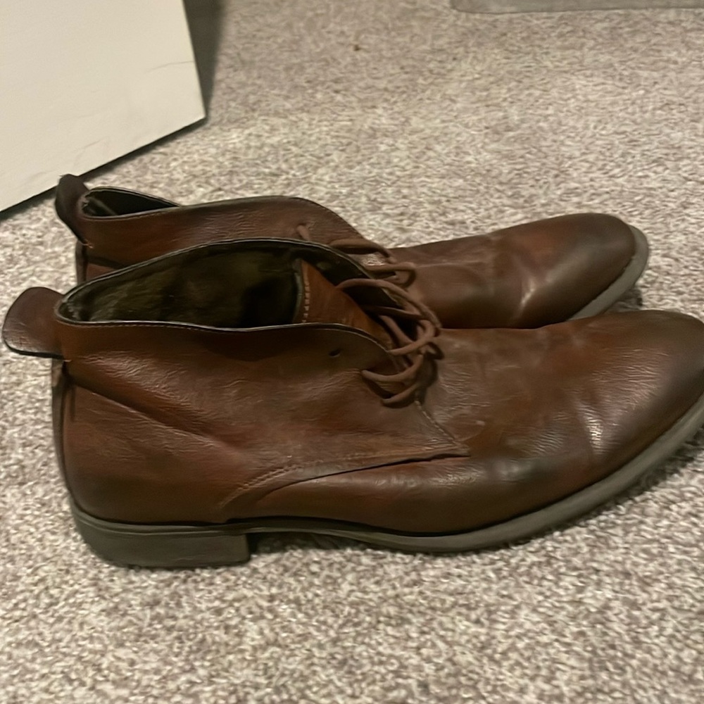 Brown leather boots